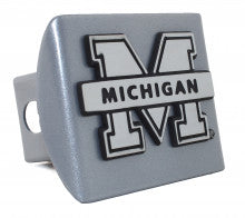 Michigan Wolverines Silver Metal Hitch Cover