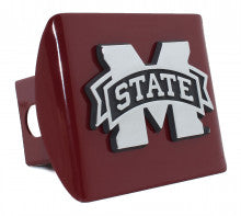 Mississippi State Bulldogs on Maroon Metal Hitch Cover