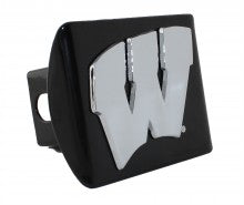 University of Wisconsin Black Metal Hitch Cover