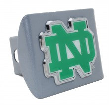 Notre Dame Colors Silver Metal Hitch Cover