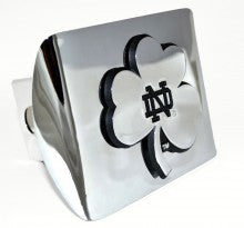 Notre Dame Shamrock Chrome Metal Hitch Cover