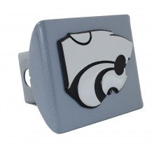 Kansas State Wildcats Powercat on Silver Metal Hitch Cover