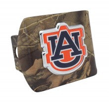 University of Auburn Tigers Colors on Camo Metal Hitch Cover