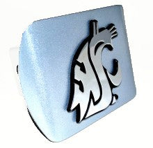 Washington State University Cougards Silver Metal Hitch Cover