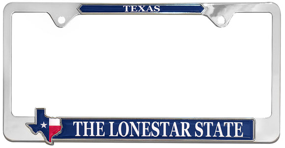 Texas Flag Lonestar State Metal License Plate Frame