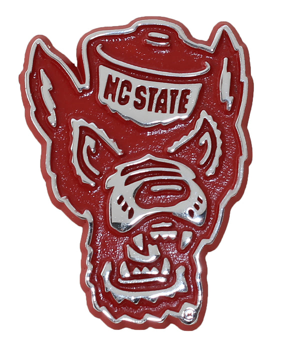 North Carolina State Wolfpack Red Metal Auto Emblem