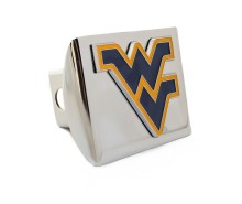 West Virginia University Blue on Chrome Metal Hitch Cover