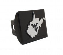 West Virginia University State Shape WV Black Metal Hitch Cover
