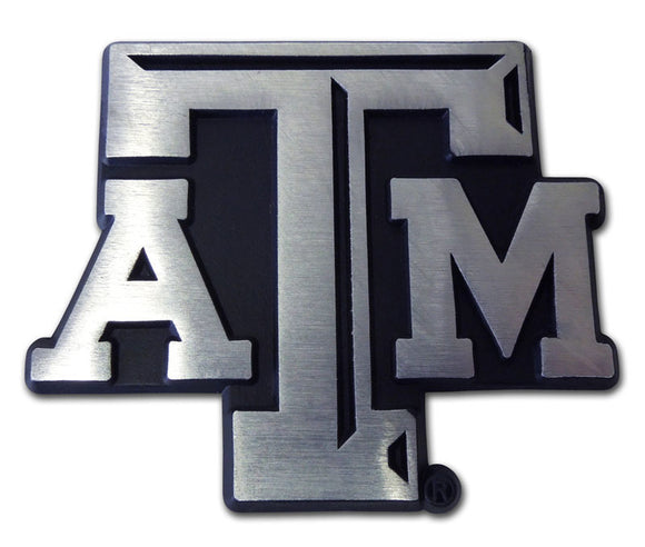 Texas A&M Brushed Metal Auto Emblem