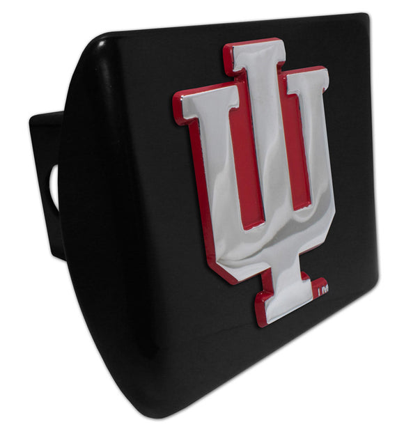 Indiana University Hoosiers on Black Metal Hitch Cover