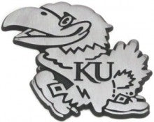 University of Kansas Jayhawks Brushed Stainless Metal Auto Emblem