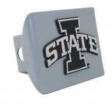 Iowa State Cyclones on Silver Metal Hitch Cover
