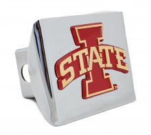 Iowa State Cyclones Red on Chrome Metal Hitch Cover