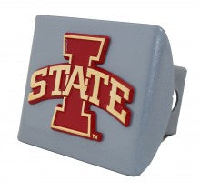 Iowa State Cyclones Red on Silver Metal Hitch Cover