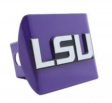 LSU Tigers on Purple Metal Hitch Cover