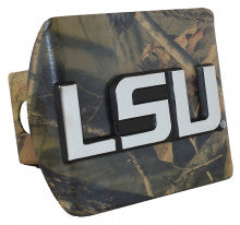 LSU Tigers on Camo Metal Hitch Cover