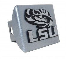 LSU Tiger Eye on Silver Metal Hitch Cover