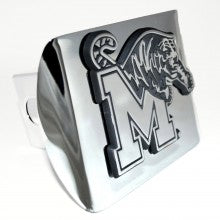 University of Memphis Tigers on Chrome Metal Hitch Cover