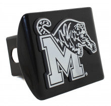 University of Memphis Tigers on Black Metal Hitch Cover