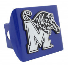 University of Memphis Tigers on Blue Metal Hitch Cover