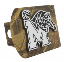 University of Memphis Tigers on Camo Metal Hitch Cover