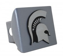 Michigan State Spartans on Silver Metal Hitch Cover