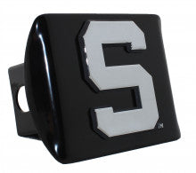 Michigan State Spartans S on Black Metal Hitch Cover