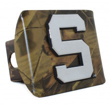 Michigan State Spartans S on Camo Metal Hitch Cover