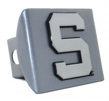 Michigan State Spartans S on Silver Metal Hitch Cover