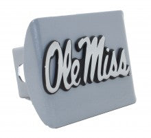 University of Ole Miss on Silver Metal Hitch Cover