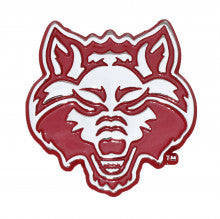 Arkansas State Red Wolf Red Metal Auto Emblem