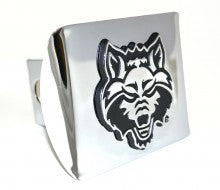 Arkansas State Red Wolf on Chrome Metal Hitch Cover