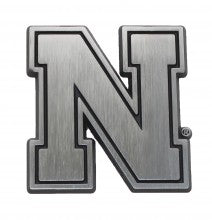 Nebraska Huskers Brushed Metal Auto Emblem
