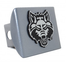 Arkansas State Red Wolf on Silver Metal Hitch Cover