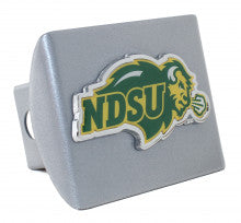 North Dakota State Bison Colors Silver Metal Hitch Cover