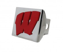 University of Wisconsin Red Chrome Metal Hitch Cover