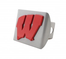 University of Wisconsin Red Silver Metal Hitch Cover
