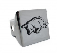 University of Arkansas Razorback on Chrome Metal Hitch Cover