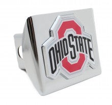 Ohio State Buckeye's Colors Chrome Metal Hitch Cover