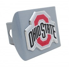 Ohio State Buckeye's Colors Silver Metal Hitch Cover