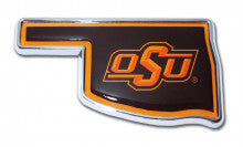 Oklahoma State University State Shape Colors Metal Auto Emblem