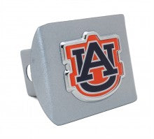 University of Auburn Tigers Colors on Silver Metal Hitch Cover