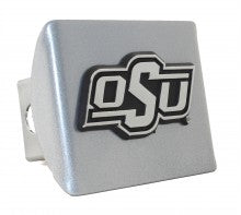 Oklahoma State University OSU Silver Metal Hitch Cover