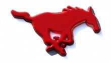 SMU Mustang Red Metal Auto Emblem