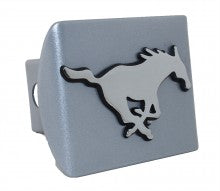 SMU Mustang Silver Metal Hitch Cover
