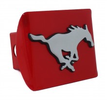 SMU Mustang Red Metal Hitch Cover
