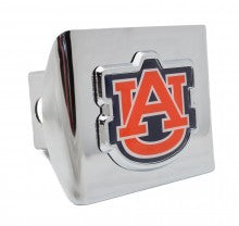 University of Auburn Tigers Colors on Chrome Metal Hitch Cover