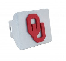 University of Oklahoma Sooners Crimson OU Silver Metal Hitch Cover