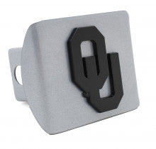 University of Oklahoma Sooners Black OU Silver Metal Hitch Cover