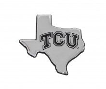 TCU Texas Shape Debossed Metal Auto Emblem
